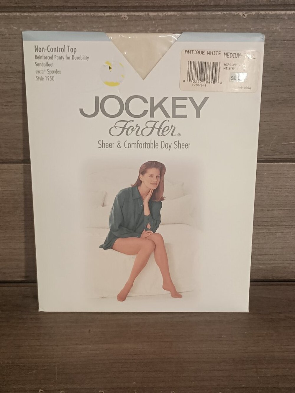Vtg Jockey For Her Pantyhose Lycra Spandex Size Medium Tall Antique White 1996